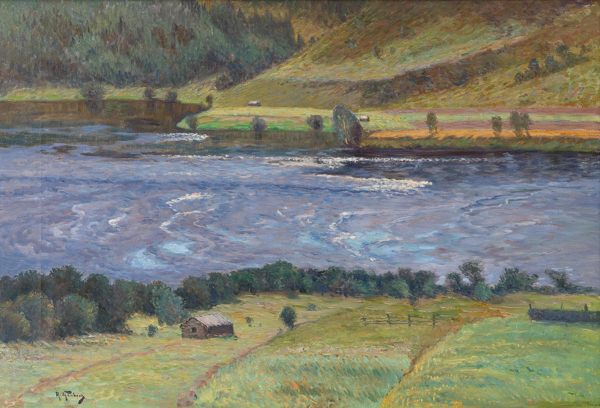 Anton Genberg, Älvlandskap med fäbodar.