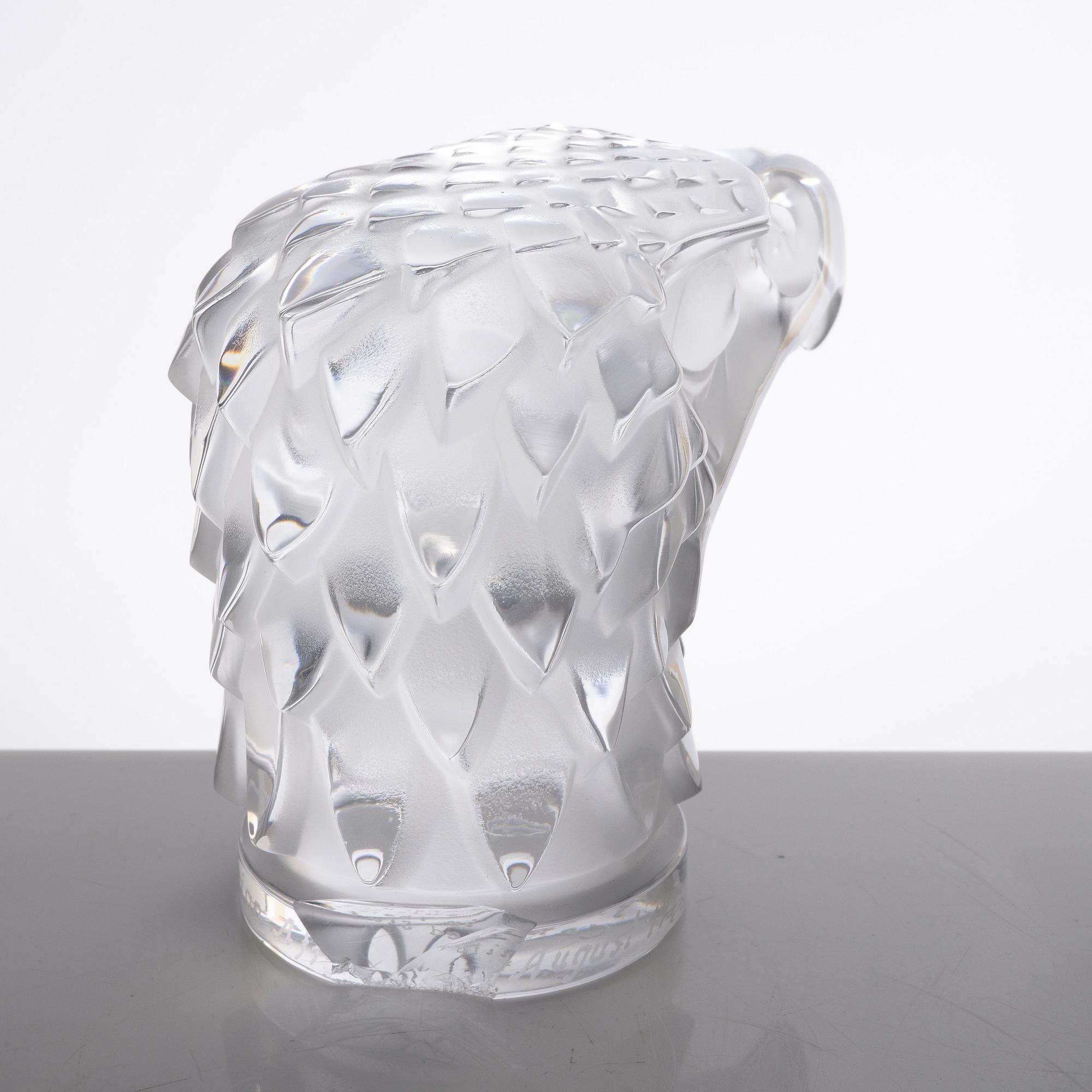 Lalique, brevpress/pappersvikt, "Tête d'Aigle", Frankrike, efter 1945.