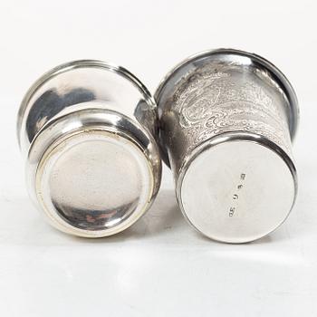 Two beakers, 2 pieces, silver, Stockholm, second half of the 19th century.
