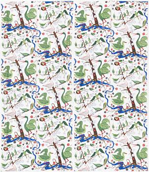 Josef Frank, curtains, a pair, "Green Birds", Svenskt Tenn.