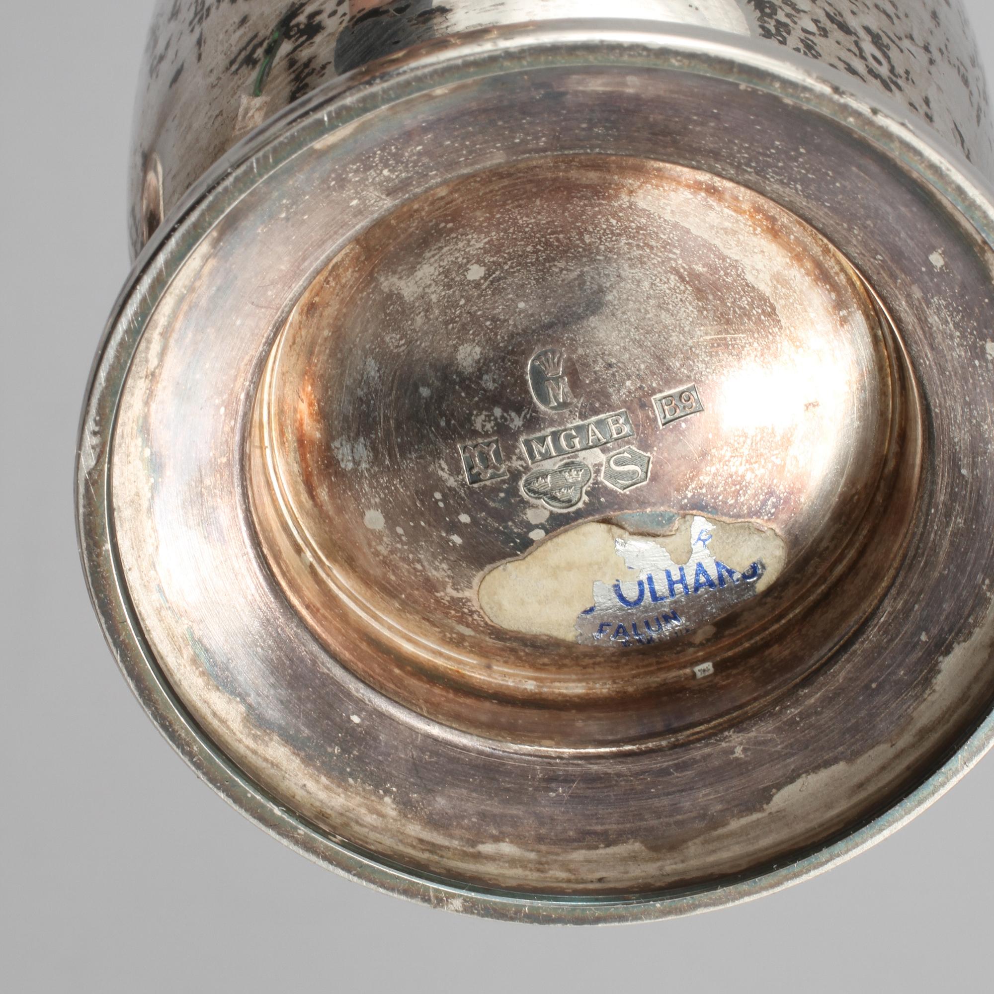 VAS samt LJUSSTAKAR, 3 st, silver, 1900-tal.