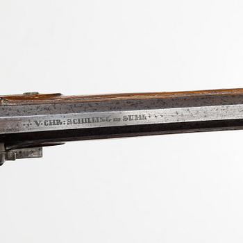 A pair of percussion pistols, Germany, Signed V Chr Schilling in Suhl (Valentin Christoph S. active from 1849).