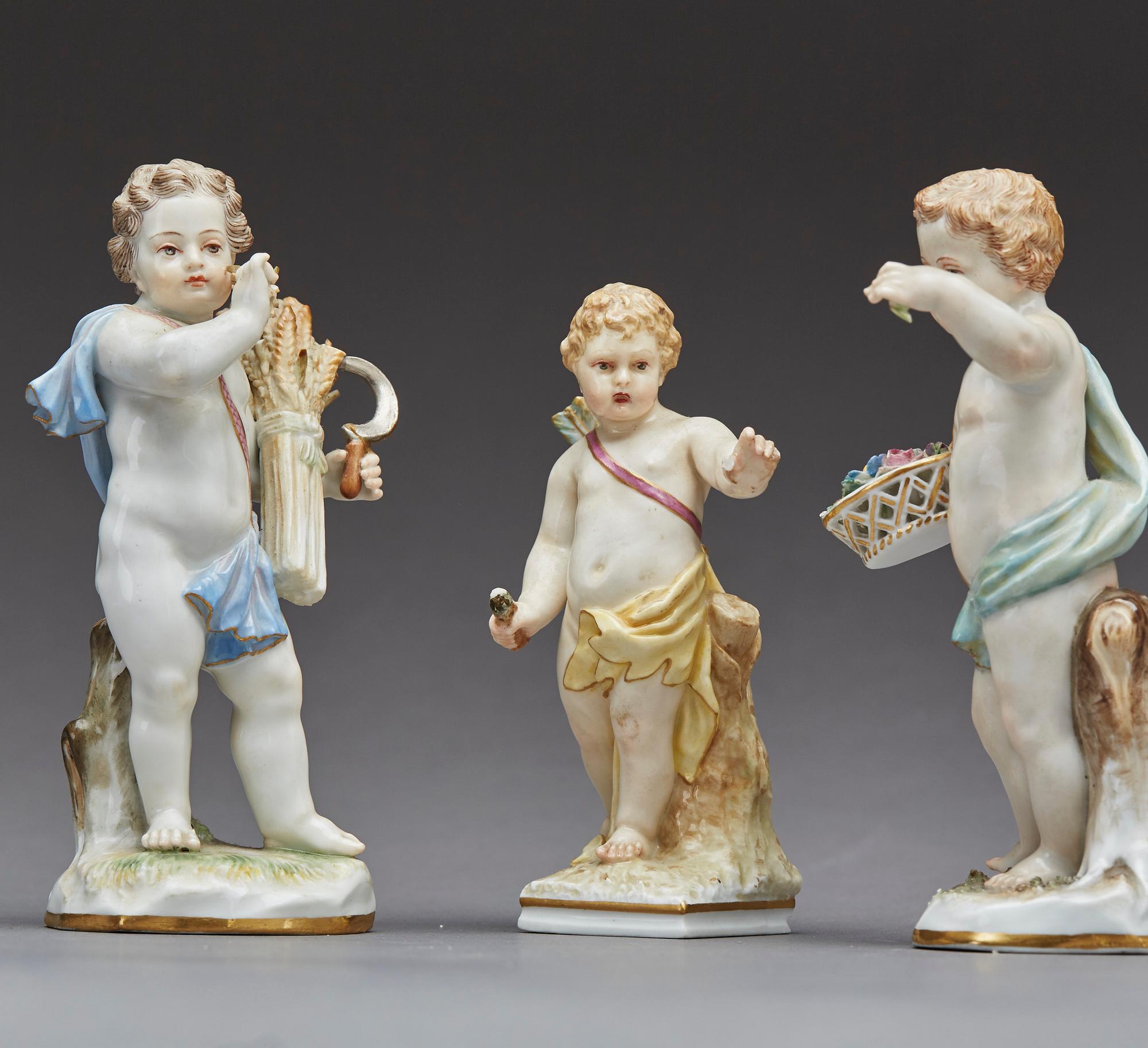 FIGURINER, porslin, 3 st, Meissen och Berlin. 1900-tal.
