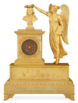 709. A French late Empire 19th century mantel clock.