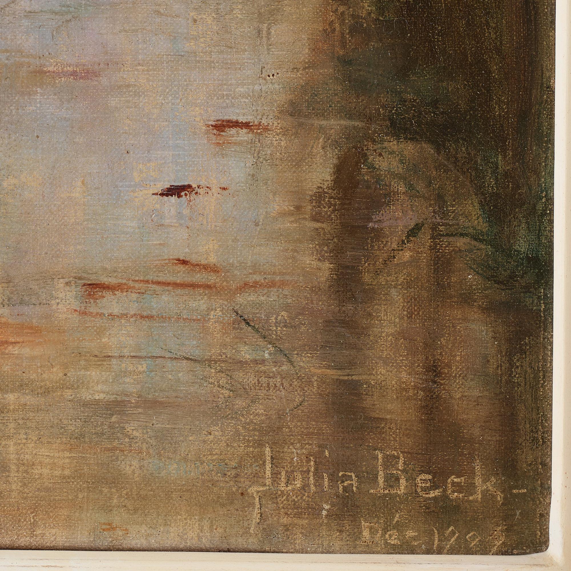 Julia Beck, The bridge, river landscape from Beaumont-le-Roger.