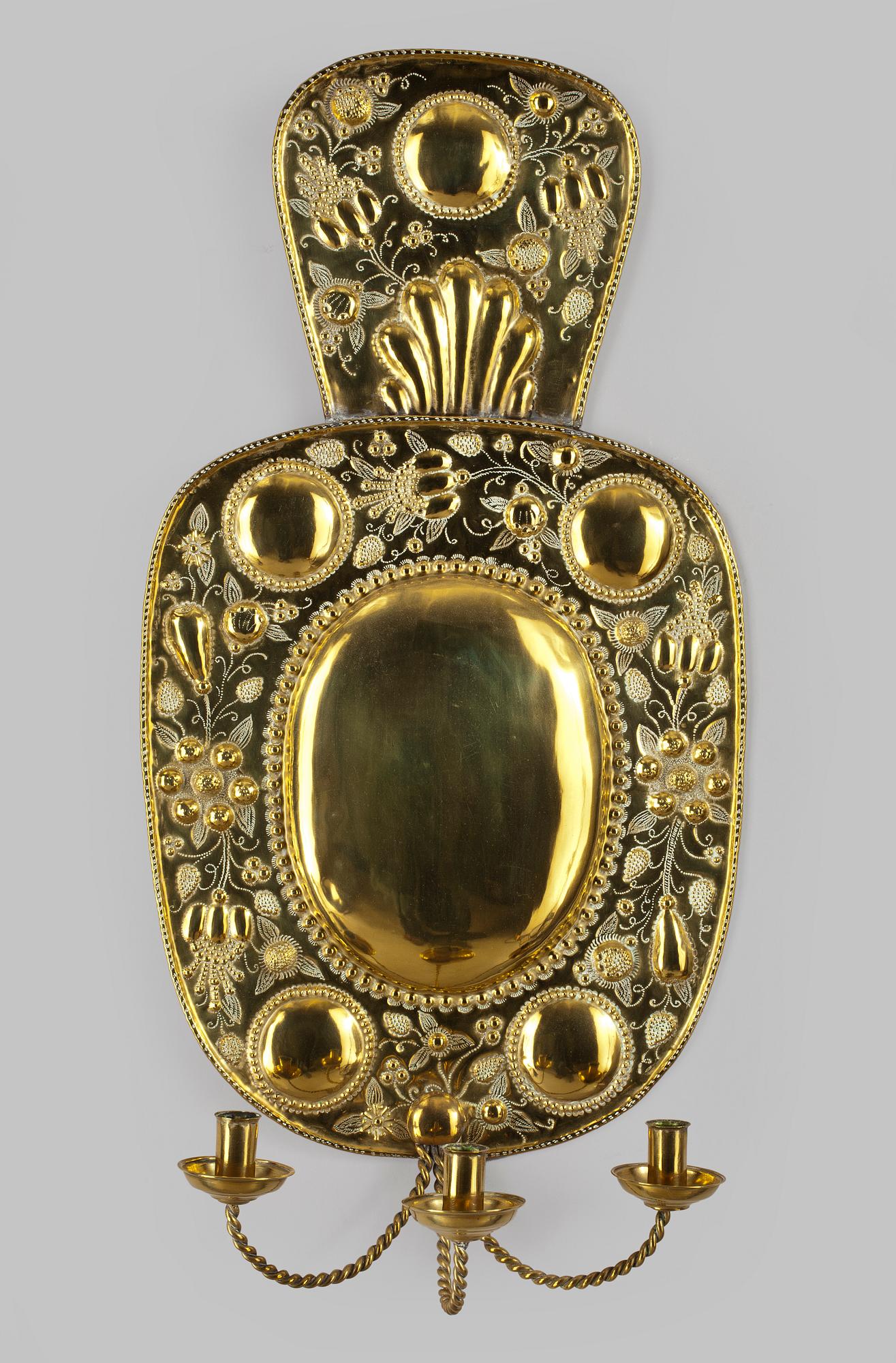 LJUSPLÅT, mässing, barockstil, 1900-tal.