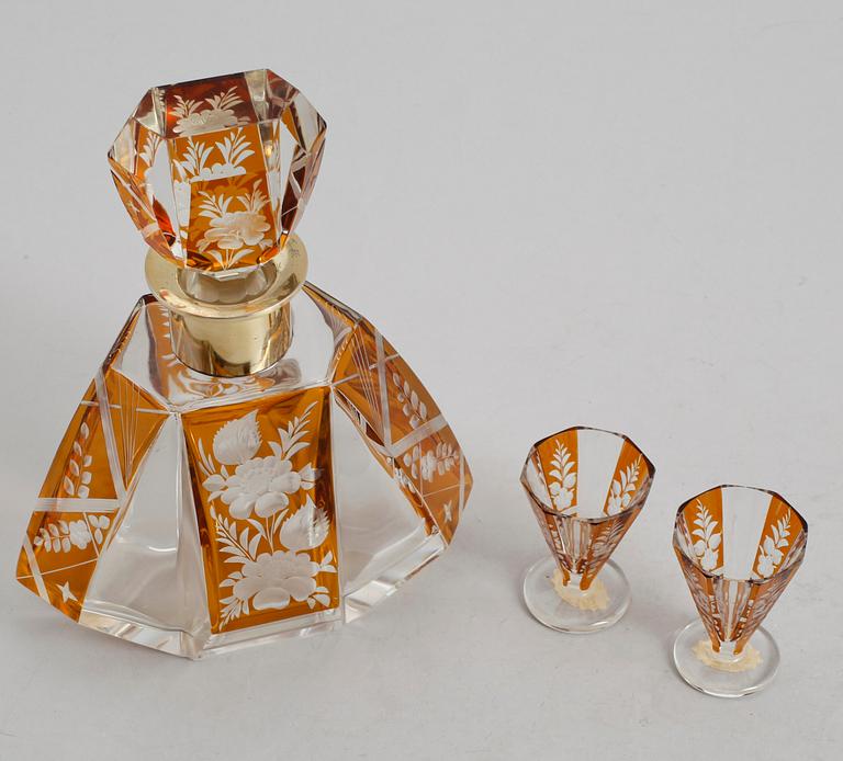 LIKÖRSERVIS, 13 delar, glas/silver, 1940-/50-tal.