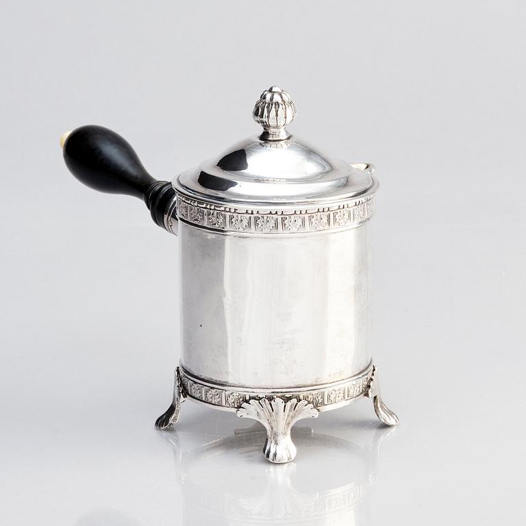 Johan Abraham Hallard (Hallardt), chokladkanna, silver, Stockholm 1791. Gustaviansk.