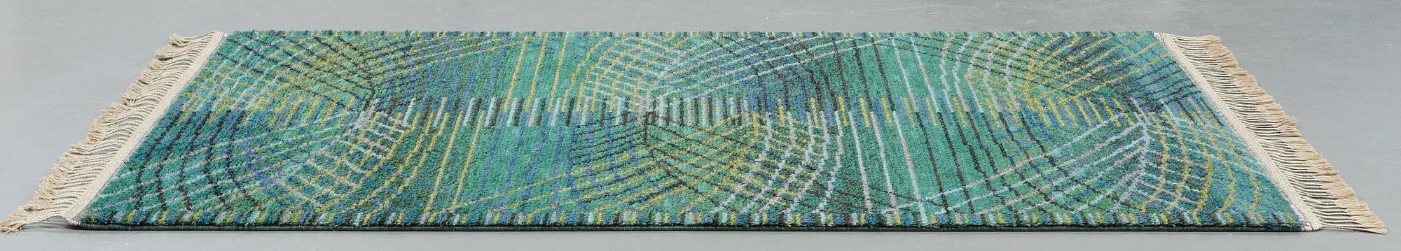 Barbro Nilsson, A CARPET, "Marina, grön", knotted pile, ca 210,5 x 148 cm, signed AB MMF BN.