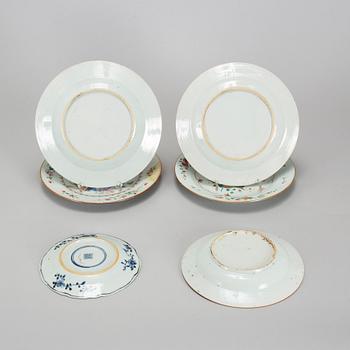 A group of famille rose and blue and white dishes, Qing dynasty, Qianlong (1736-95).