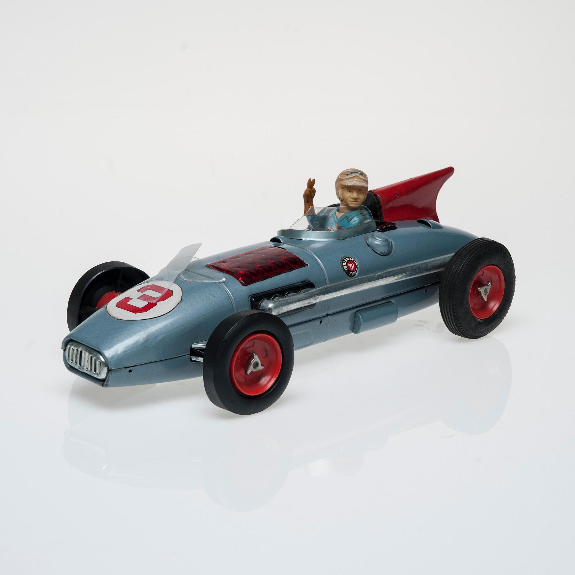 RACERBIL, plåt, "Indianapolis 500 r 61". Trol. Japan 1950-tal.