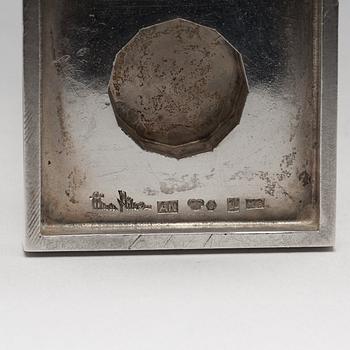 Wiwen Nilsson, a silver set with a pair of candlesticks and a cigarette case, Lund Sweden 1927-38.