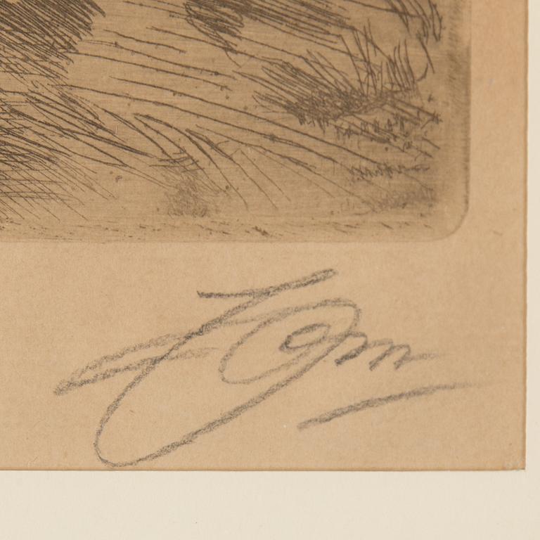 ANDERS ZORN, etsning, signerad med blyerts samt i plåten, daterad 1913.