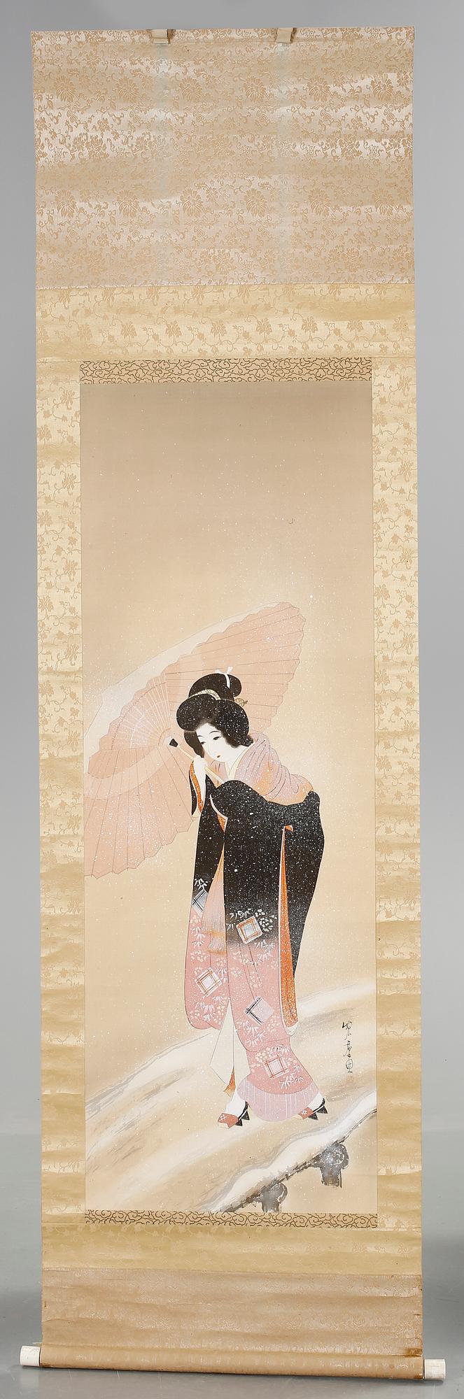 KAKEMONO, färgpigment på siden, Japan.