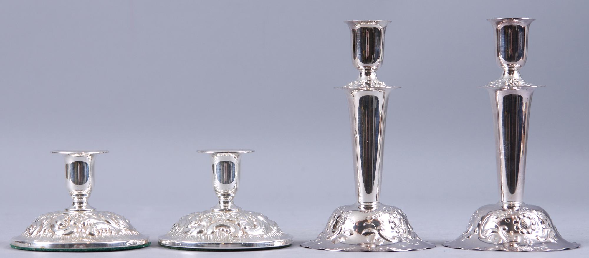 LJUSSTAKAR, två par, silver, bl. a. GAB 1964.