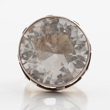 Arm ring and ring, silver with rock crystal, arm ring by Gert Thysell,