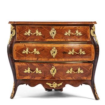 10. A Swedish parquetry rococo corner-commode, Stockholm later part 18th century.
