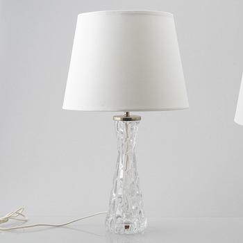 Carl Fagerlund, a pair of "RD-1477" glass table lamps, Orrefors, Sweden.