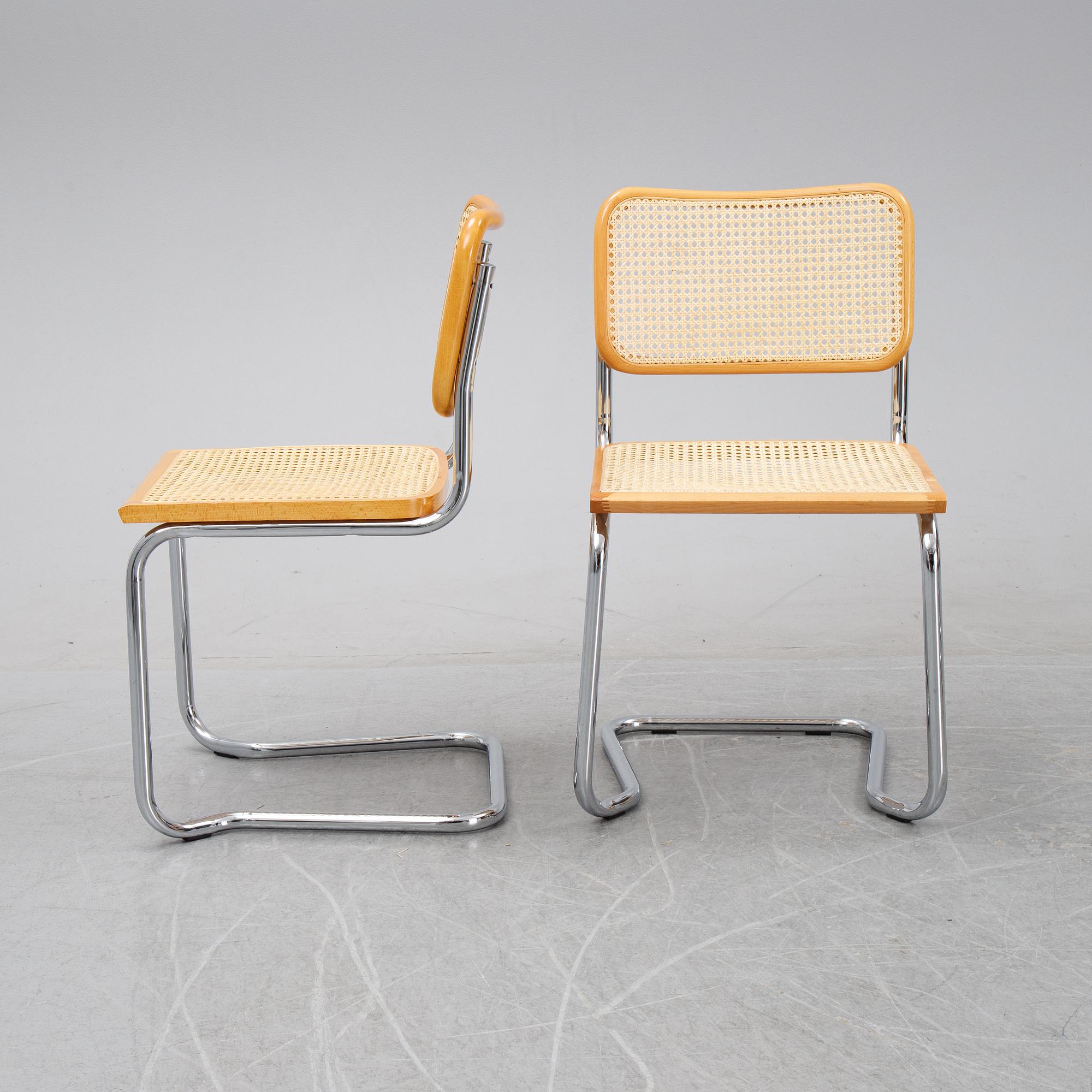 Eight tubular steel chairs, second half of the 20th Century.