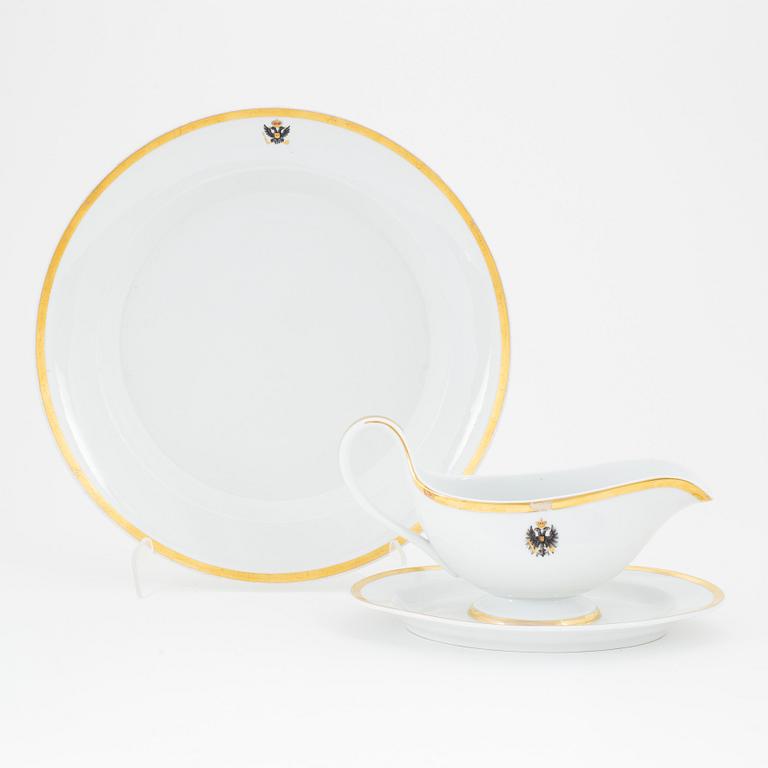 A porcelain sauce snipe and a dish, including KPM, Berlin, 19th/20th Century.