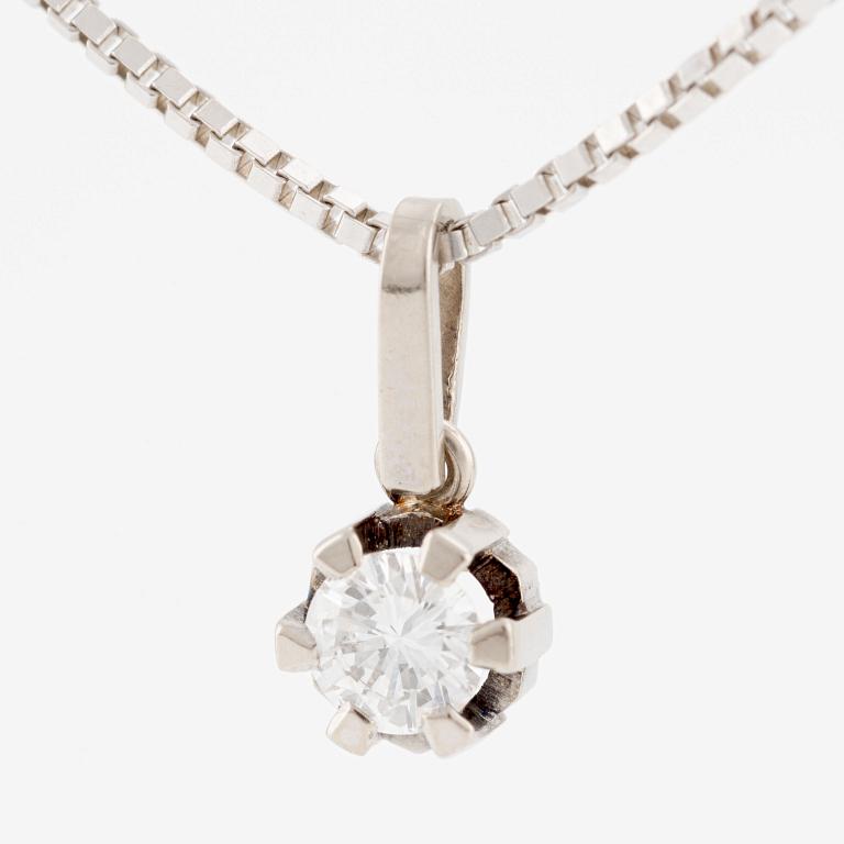 Necklace, 18K white gold with brilliant cut diamond.