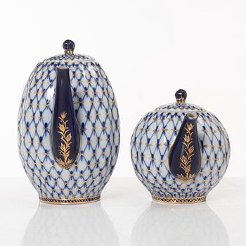A 35-piece 'Cobalt Net' porcelain  Lomonosov, Soviet Union.
