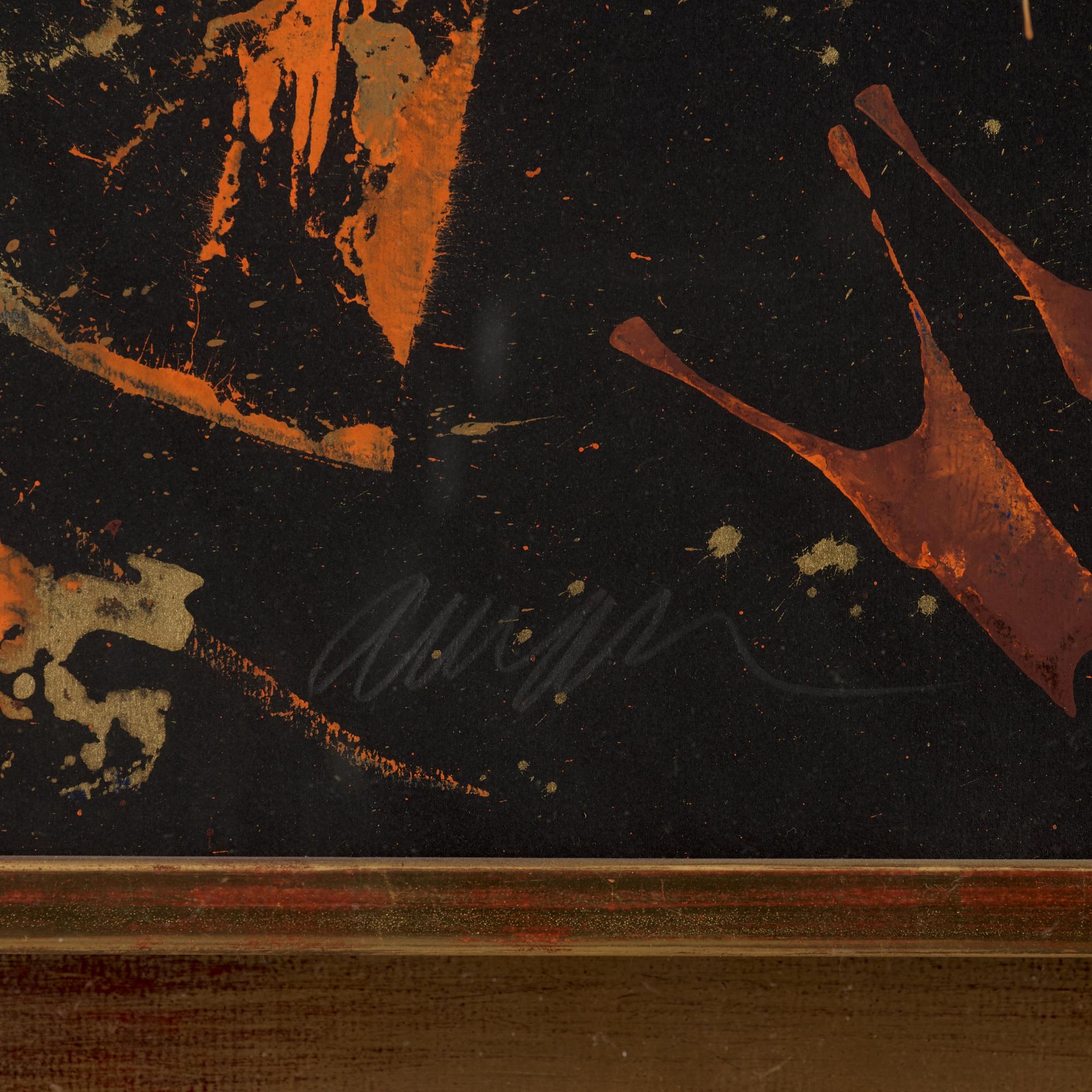 FERNANDEZ ARMAN, Serigraphy in three colors on black vellum paper laid on canvas, signed.