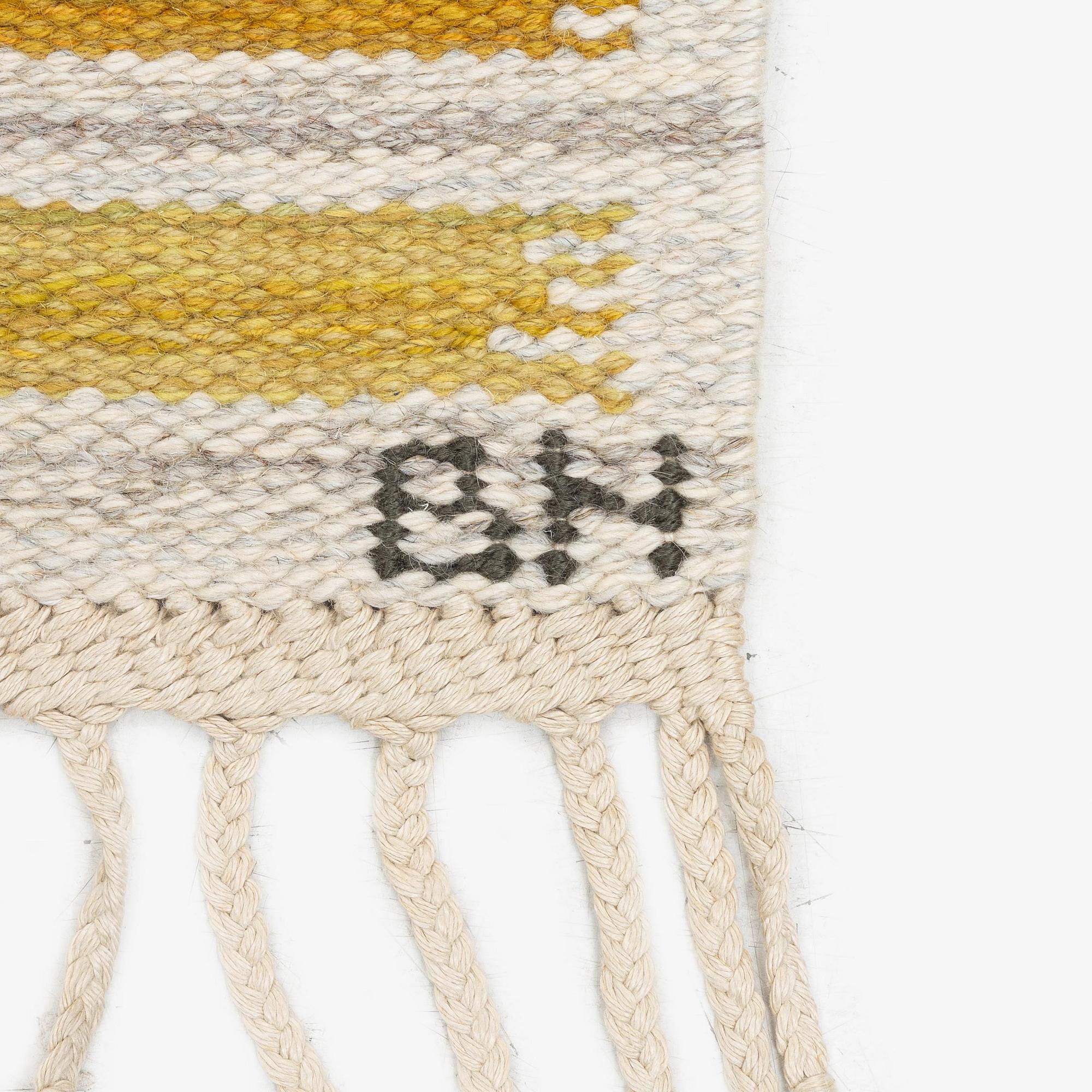 Barbro Nilsson, a carpet, 'Hjortron', flat weave, c. 137 x 87 cm, signed AB MMF BN.