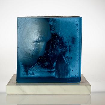 A unique Bertil Vallien sand cast glass sculpture, 'Inside', Kosta Boda 2007.