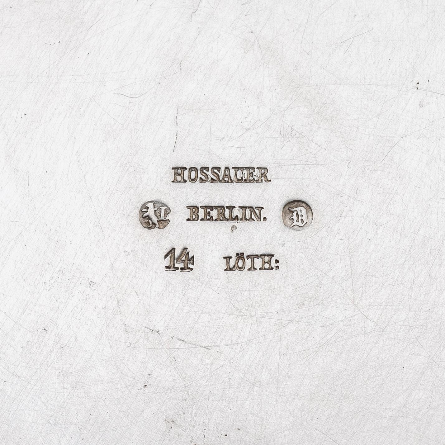 Three German 19th century silver dishes, marks of Johann George Hossauer, Berlin 1854-1863.