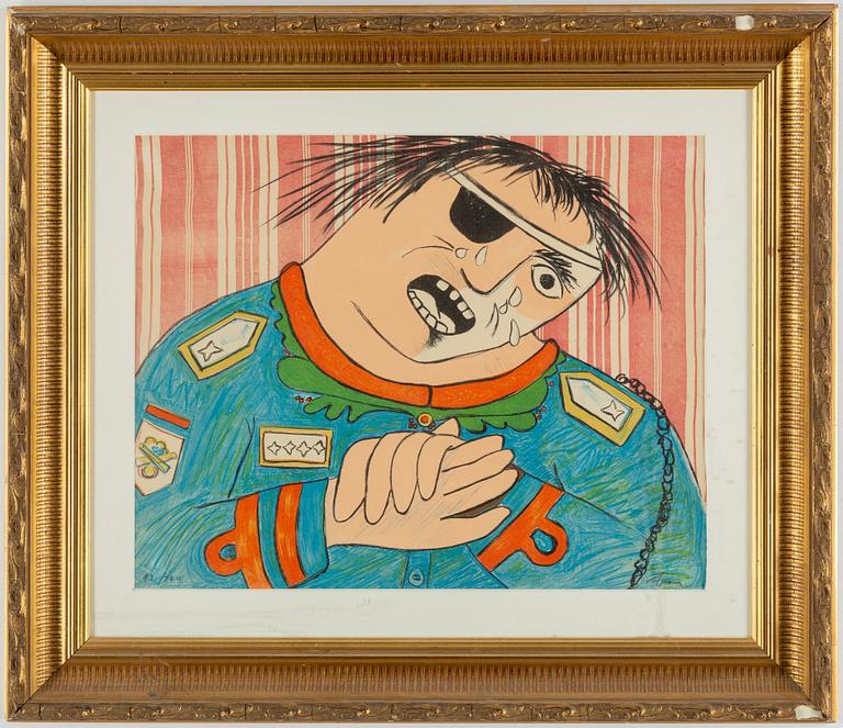 ENRICO BAJ, färglitografi, 1965, signerad 82/100.