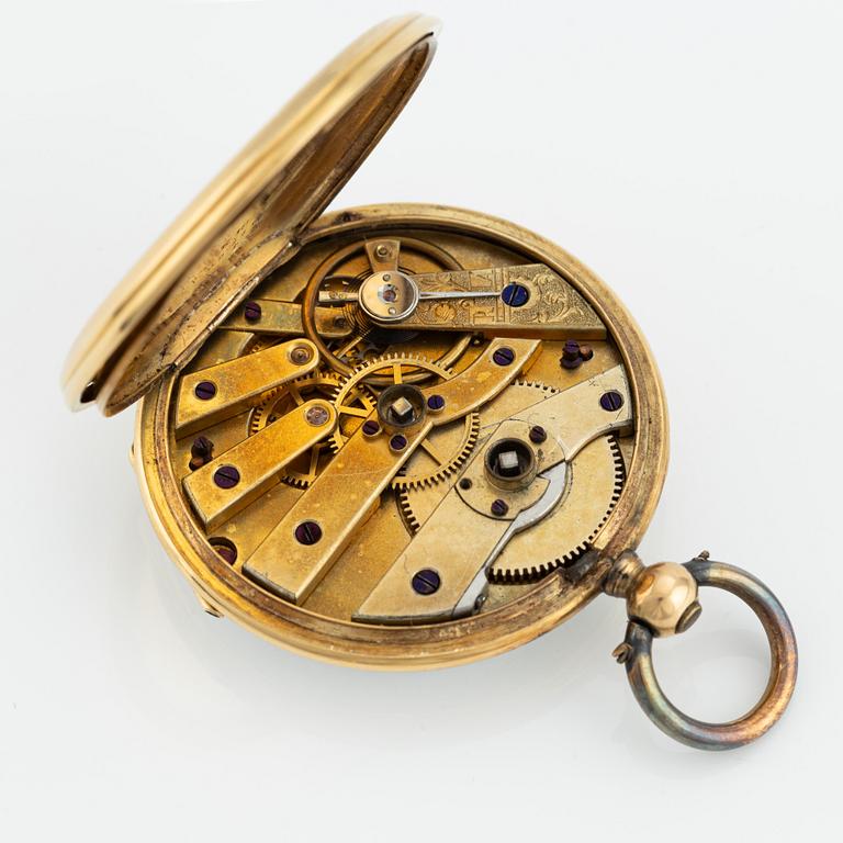 Pocket watch, 18K gold, 37,6 mm.