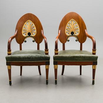 A PAIR OF RUSSIAN ARMCHAIRS LATE 20TH CENTURY.