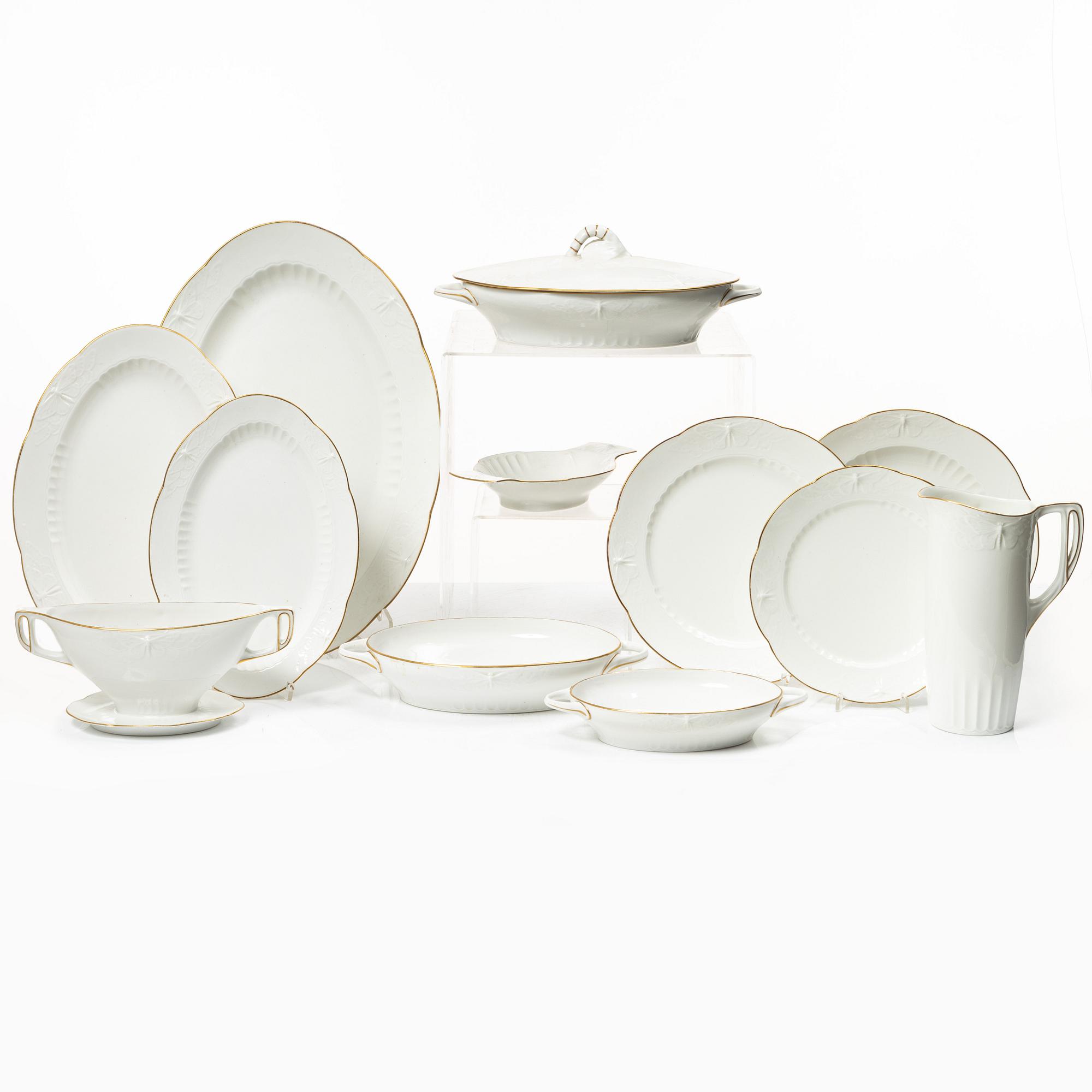 Alf Wallander, servis, 39 delar, "Trollsländan", porslin, Rörstrand, jugend, 1900-tal.