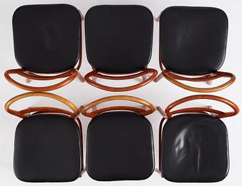 Vilhelm Lauritzen, a set of 6 'Radiohus' chairs, Fritz Hansen,  Denmark, 1940s.