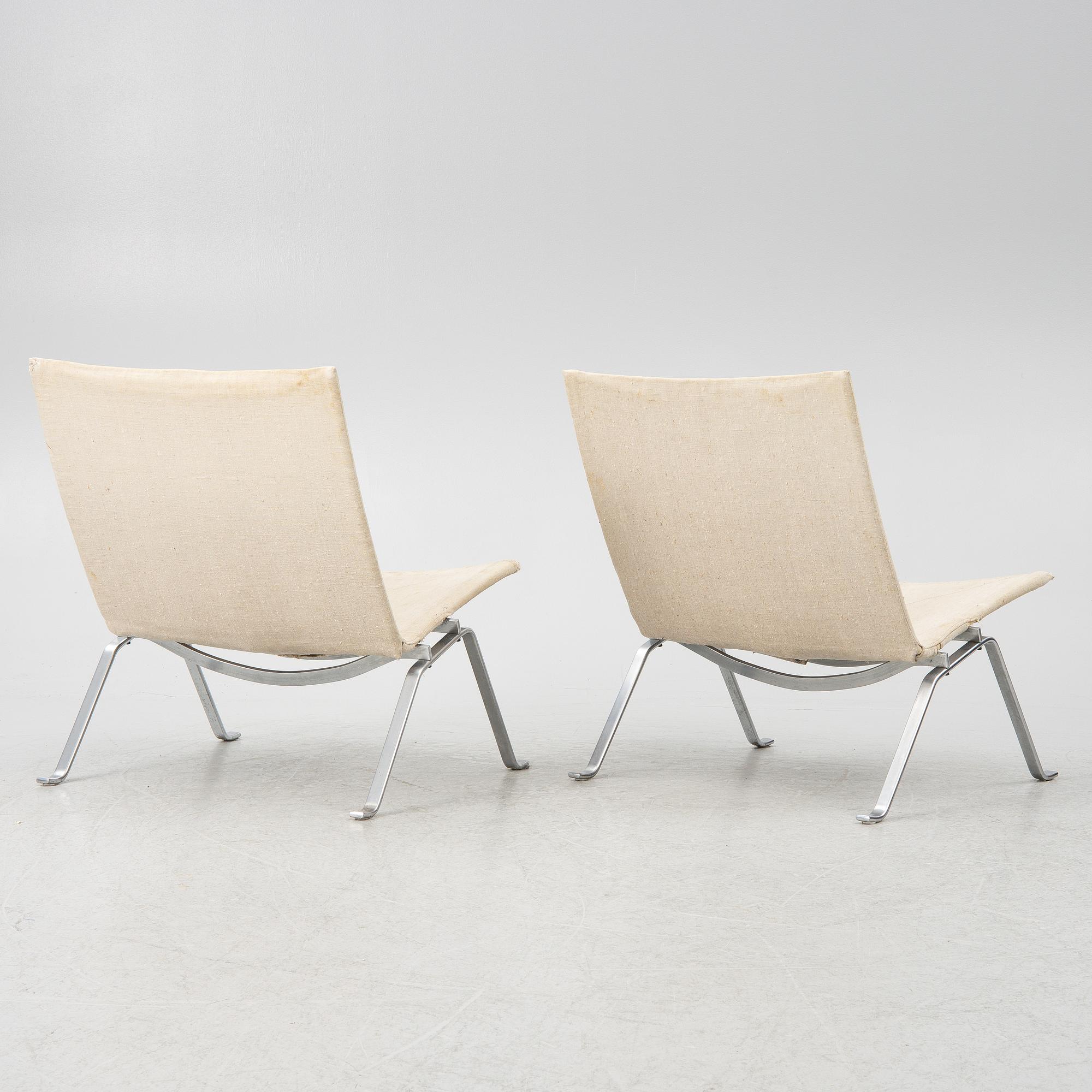 Poul Kjaerholm, "PK 22", fåtöljer, ett par, edition E Kold Christensen, Danmark.