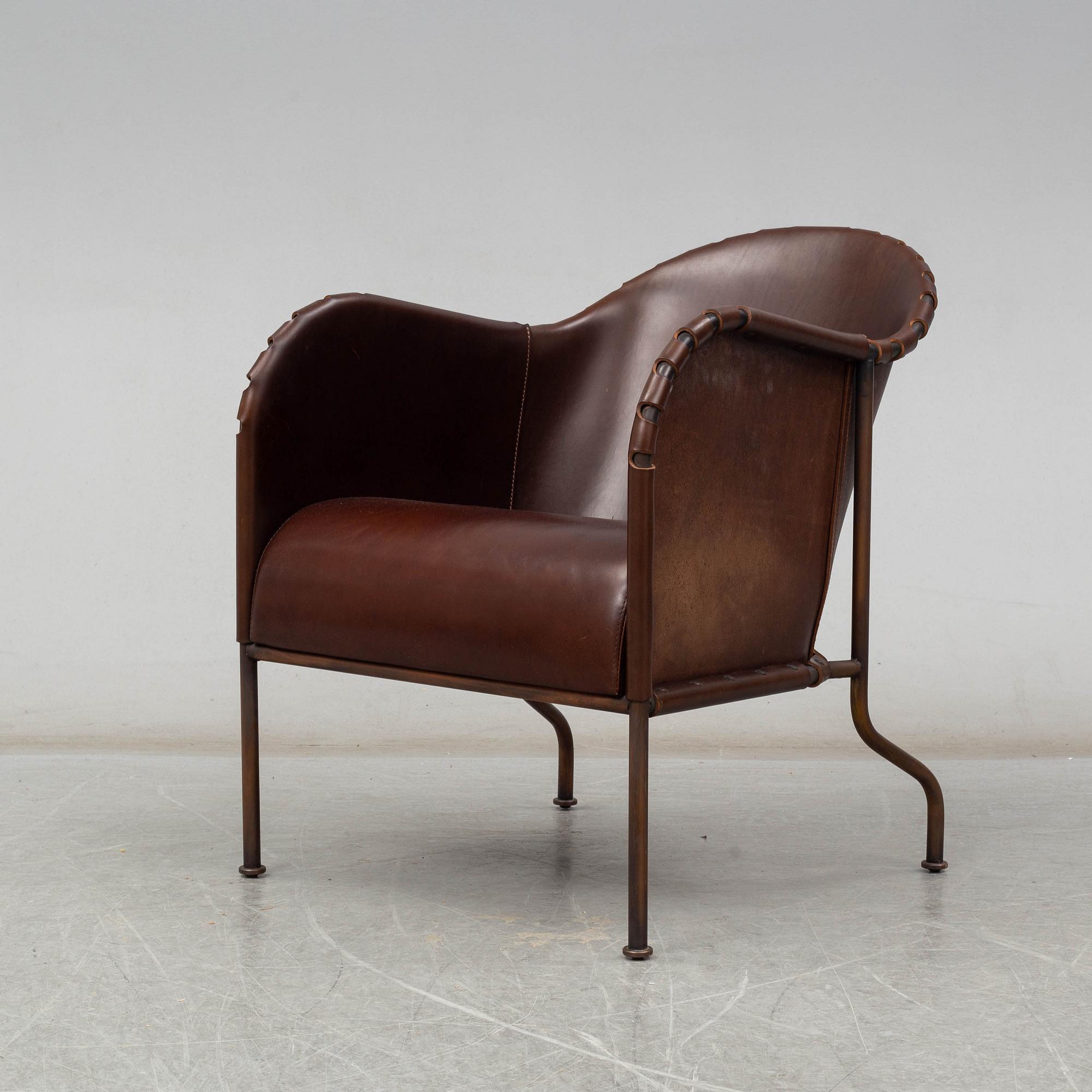 MATS THESELIUS, a 'Bruno' leather easy chair from Källemo, designed in 1997.