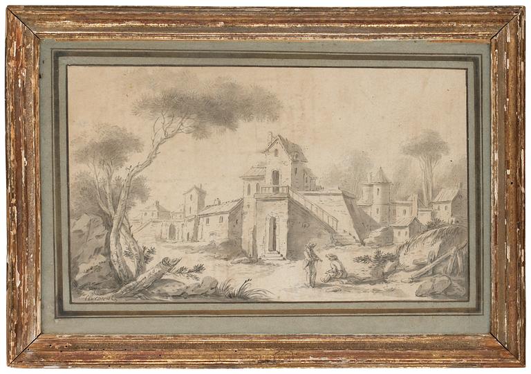 Jean Francois Clermont Tillskriven, Rastande figurer vis stadens utkant.