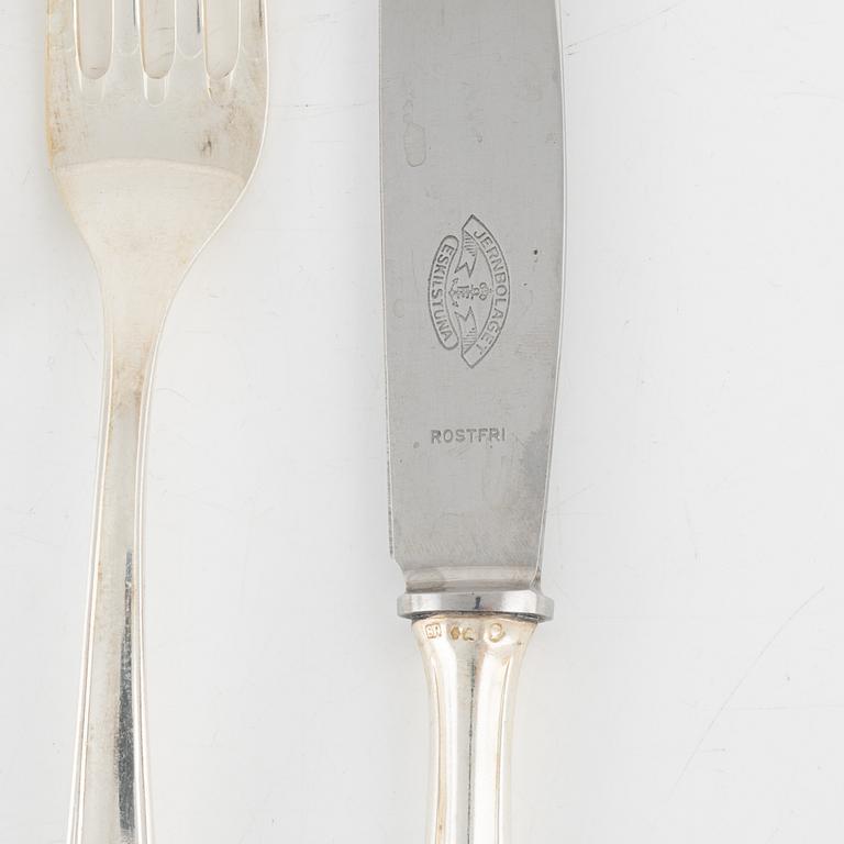 Bestickuppsättning, 42 delar, silver, modell "Slottsbarock", mestadels CG Hallberg, Stockholm, bl a 1955.