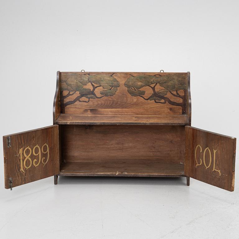 Märta Lindblom, & Carl Otto Lundgren, wall cabinet, signed and dated 1899.