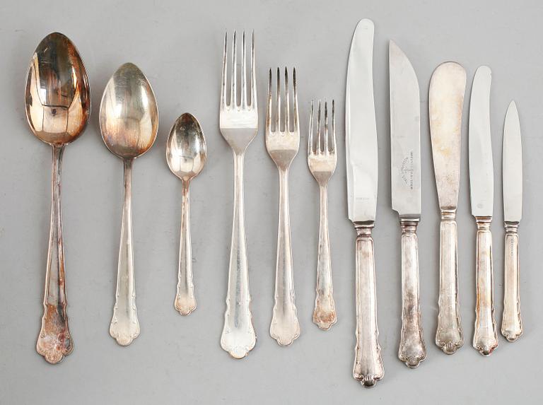 BESTICK,  93 delar, nysilver, 1900-talets första hälft.