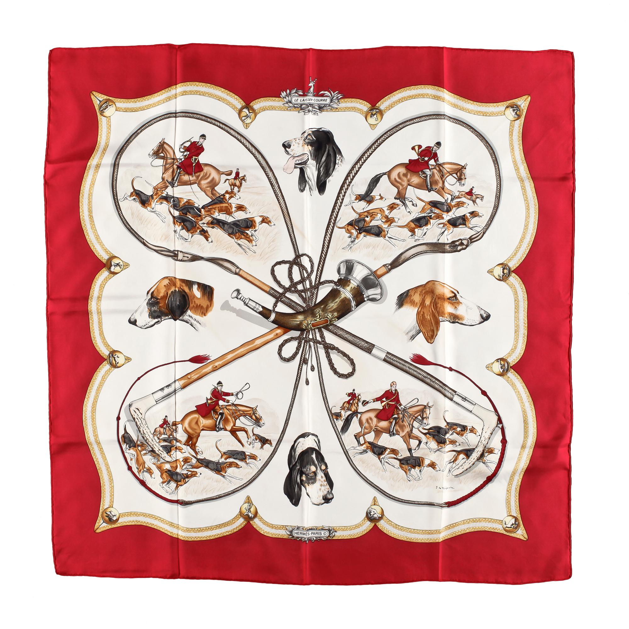 HERMÈS, scarf, "Le Laisser courre".
