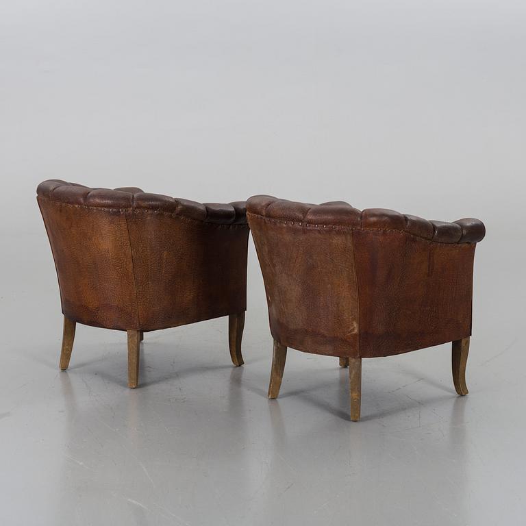 TWO CLUB CHAIRS 20TH CENTURY.