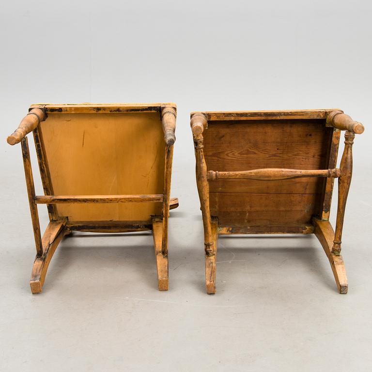 A pair of chairs, so called Swedish Bellman chairs, early 19th Century.