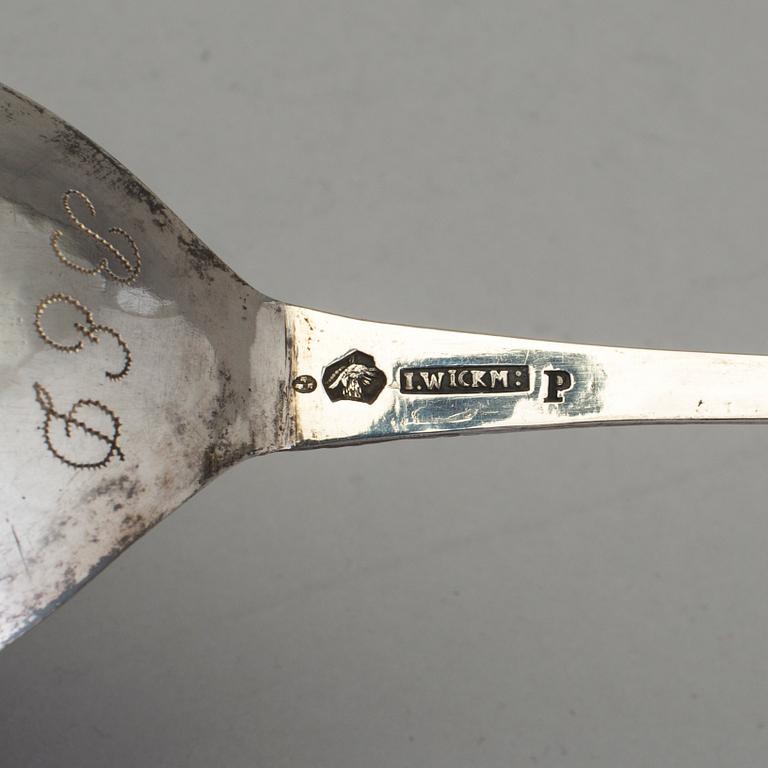 A Swedish 18th century parcel-gilt spoon, mark of Johan Wickman, Hudiksvall 1773.