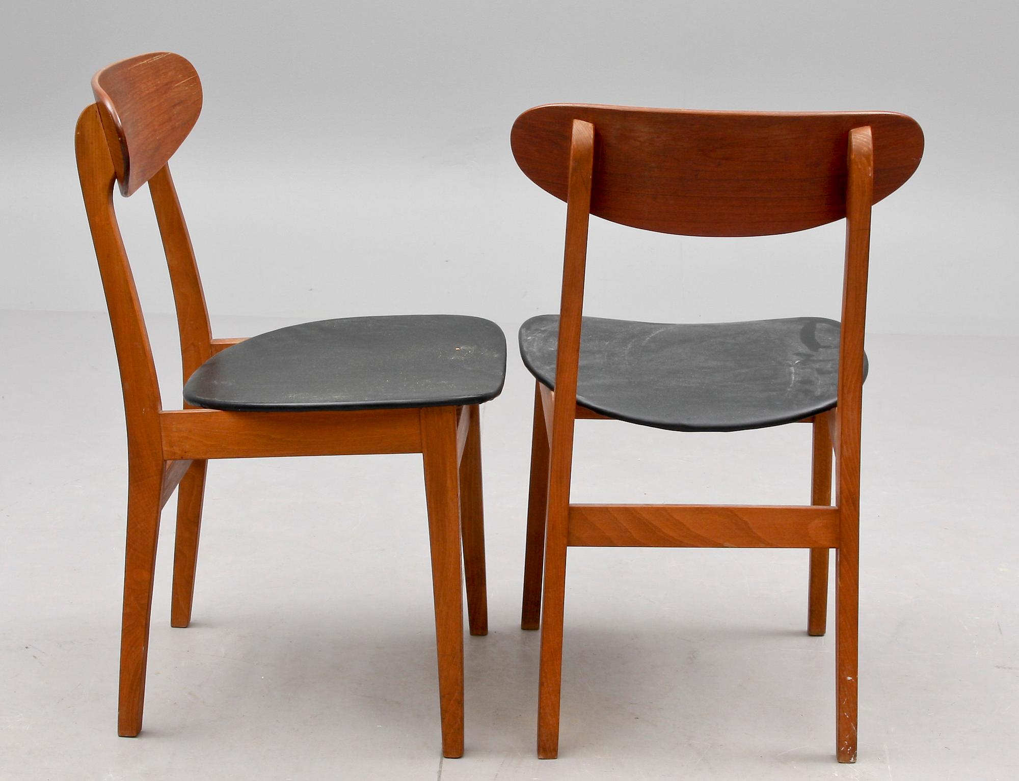 STOLAR, 6 st, teak och bok, Danmark. 1900-talets mitt.