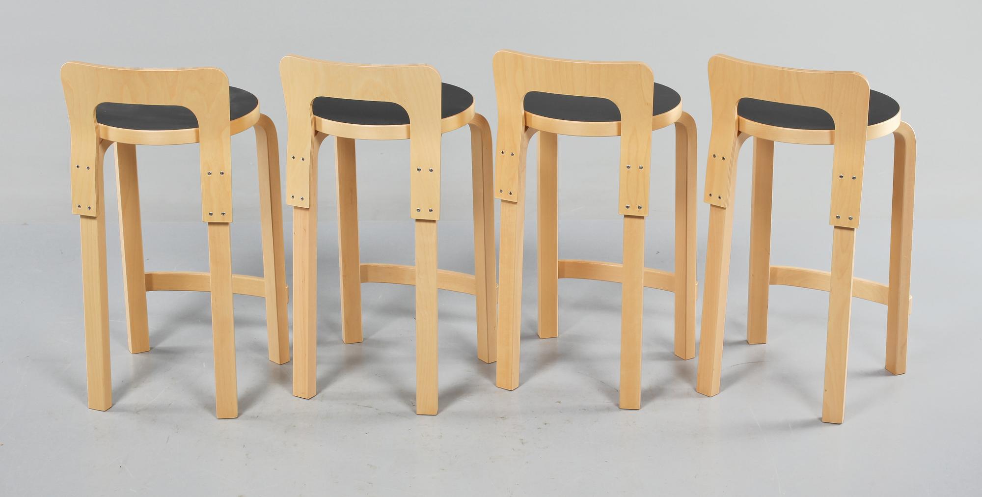 BARSTOLAR, 4 stycken, Alvar Aalto, 1900-talets andra hälft.