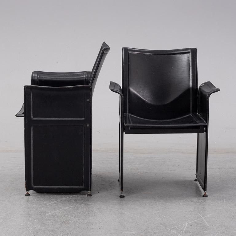 Tito Agnoli, 6 leather 'Korium' chairs.  Matteo Grassi.