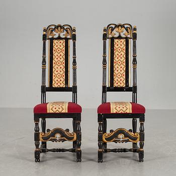 STOLAR, ett par, barockstil, 1800-tal.