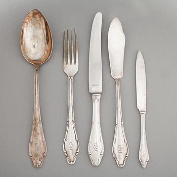 BESTICKSERVIS, 71 delar. Silver. Total vikt ca 3,268 kg.